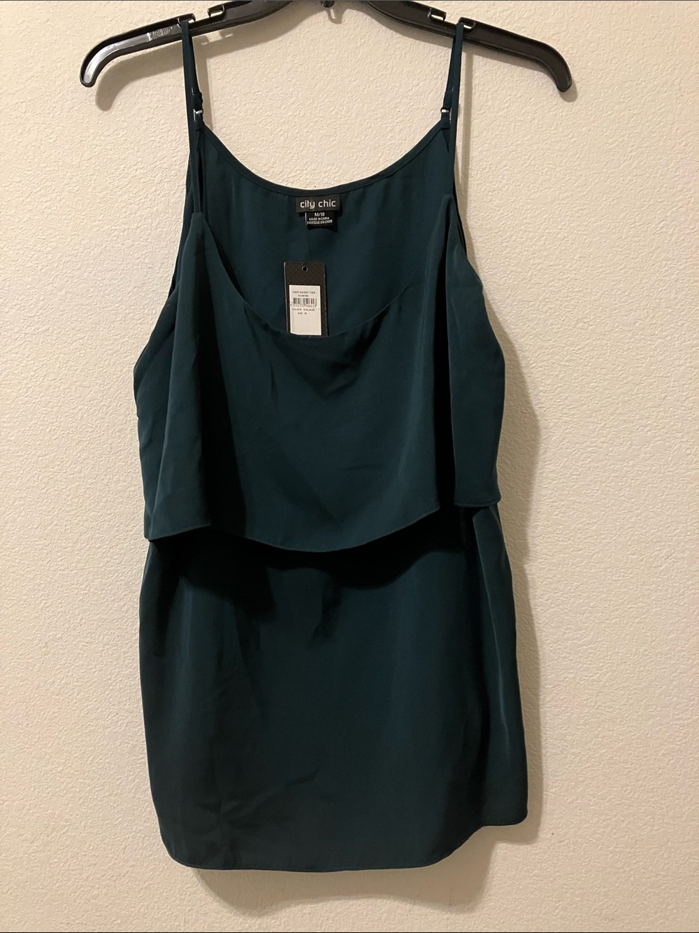 City Chic forest green layered cami with adjustable straps
